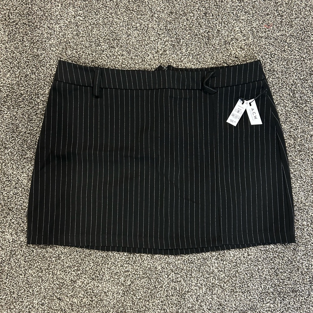 A.C.W. Chic Black Pinstripe Mini Skirt Multiple Sizes (XS-XL)